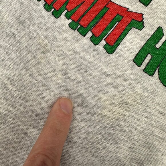 Vintage 1990s Hanes Christmas Sweatshirt Medium Santa Funny Ugly Holiday Sweater - Picture 9 of 10